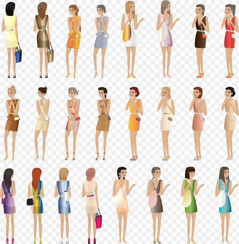 24款时尚女性设计矢量素材,