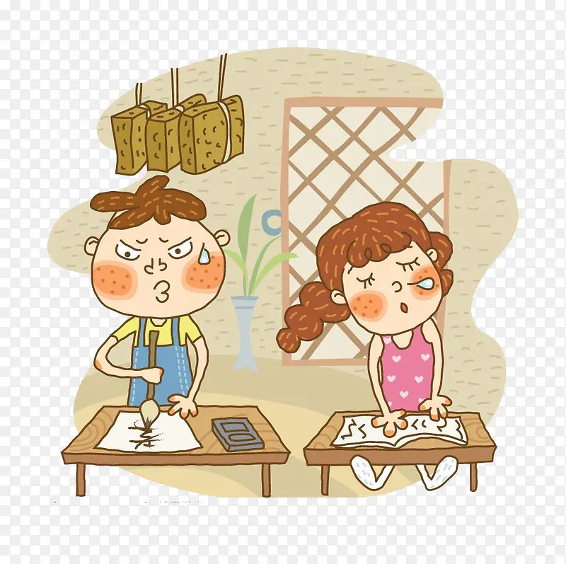 卡通小孩刻苦学习PNG图片素材下载_图片编号8466600-PNG素材网