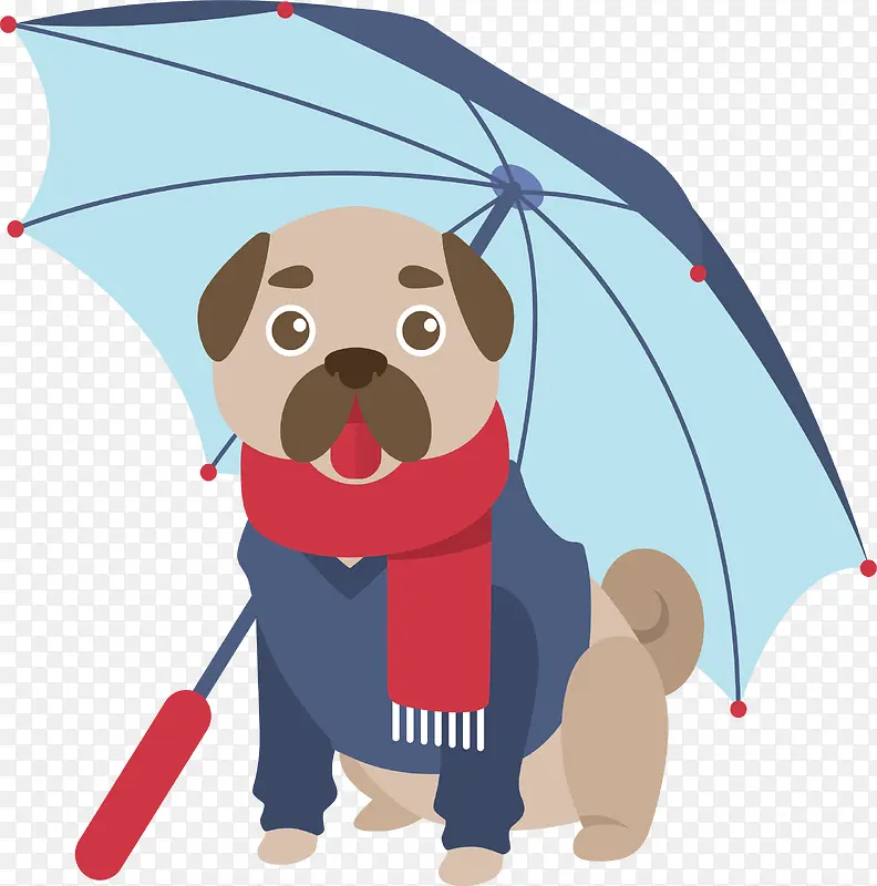打伞的宠物狗