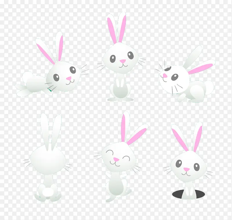 6款白色兔子设计矢量素材