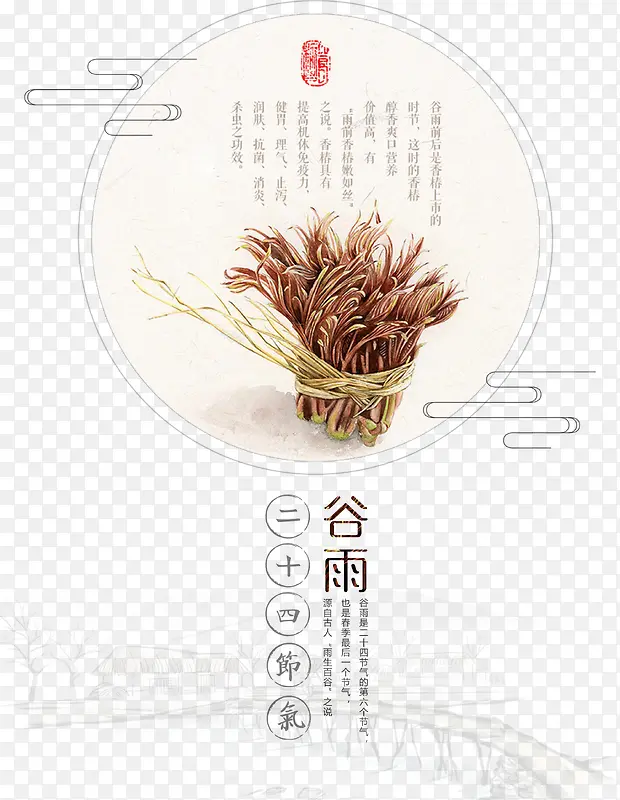 中国风二十四节气谷雨海报装饰