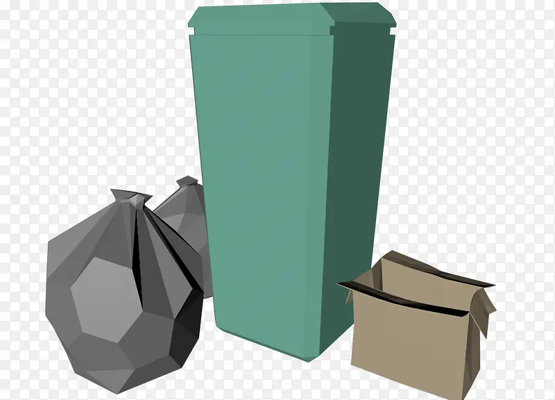 3D卡通环保垃圾箱垃圾堆放png