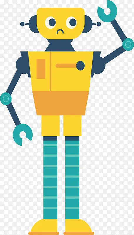 卡通黄色故障机器人