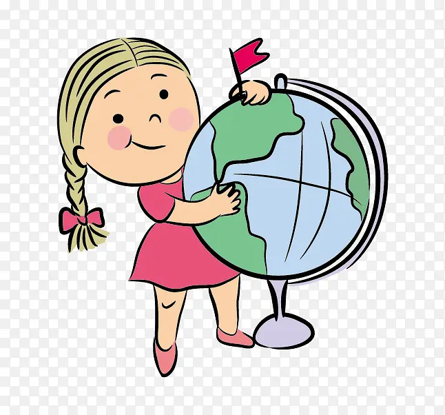 小女孩和地球仪