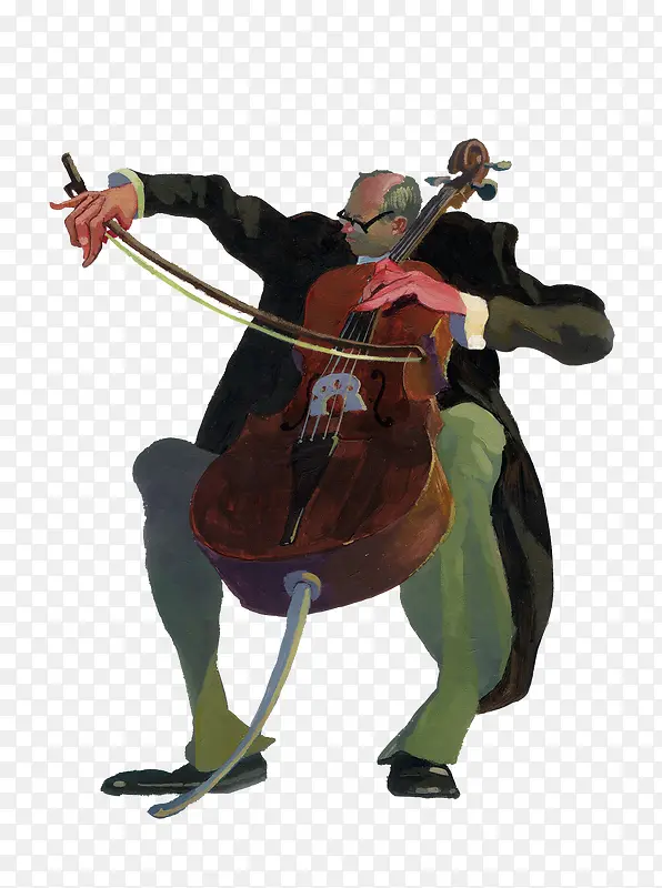 拉大提琴的男人插画