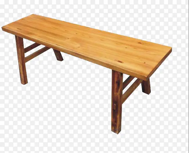 长条原木色板凳