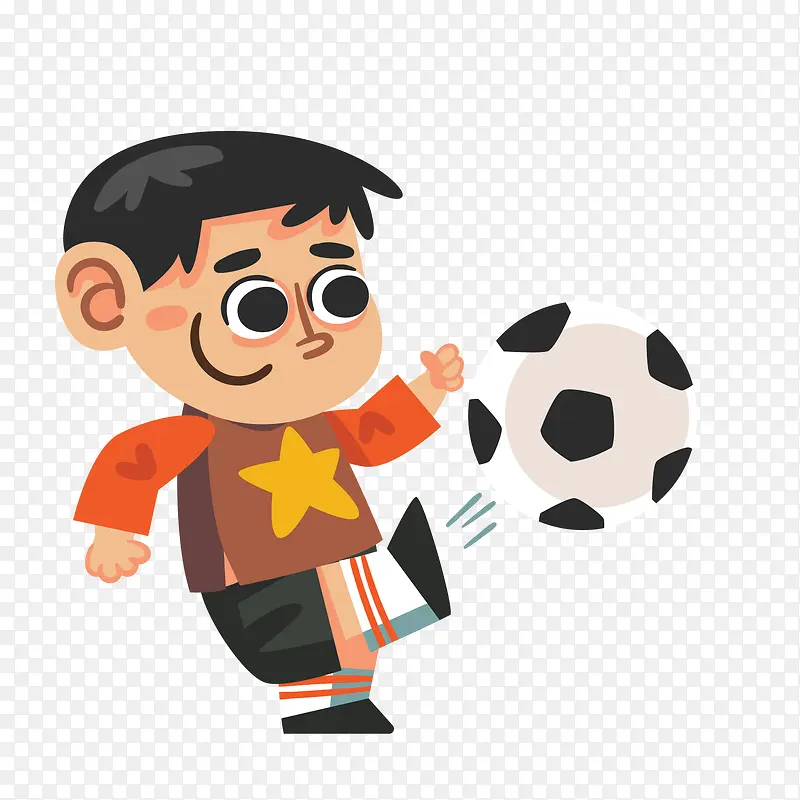 卡通踢足球小男孩