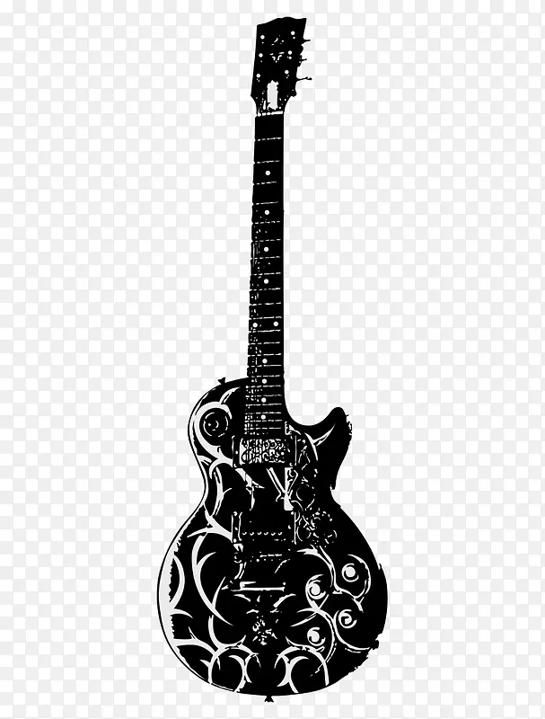 手绘黑白时尚吉他