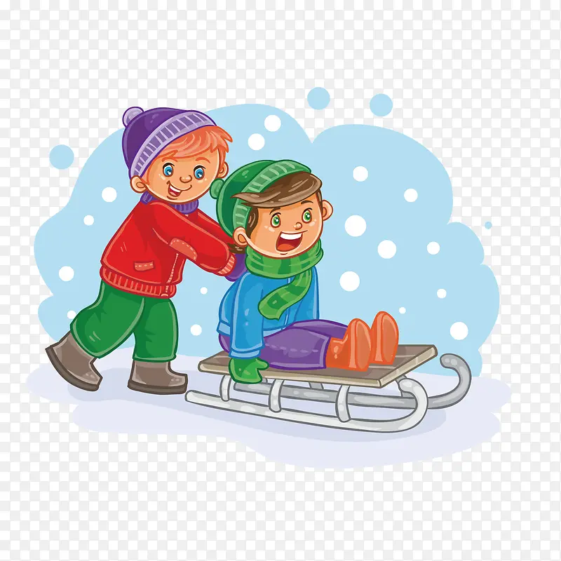 玩滑雪的两个男孩