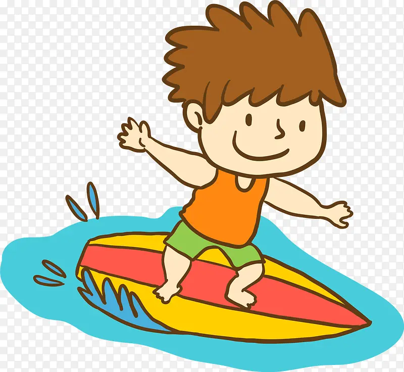 儿童节冲浪的小男孩