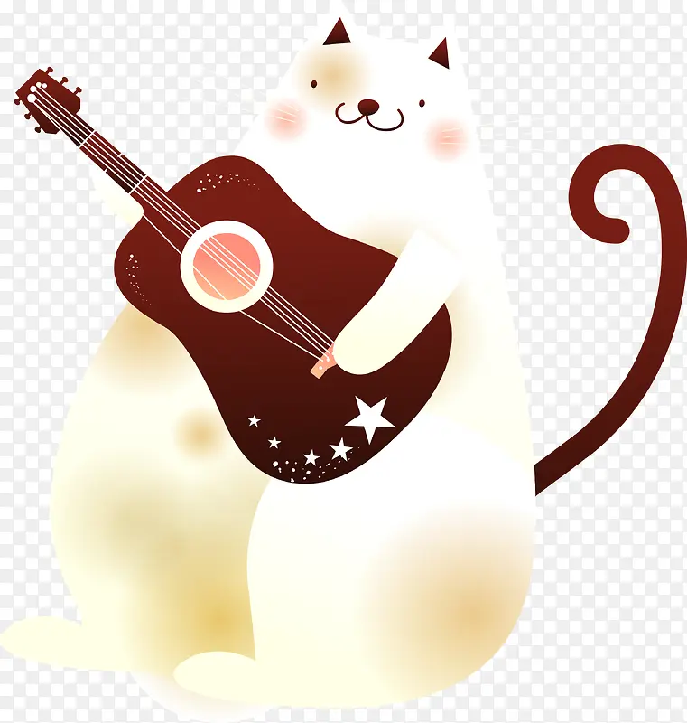 矢量弹吉他的白色小猫