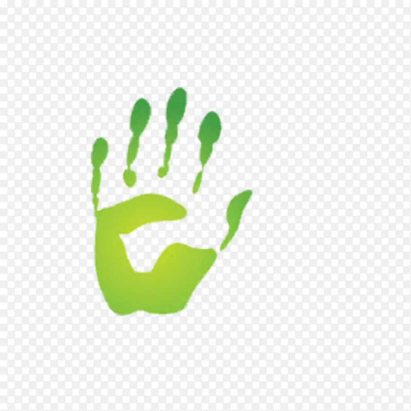 小清新绿色的安全的手掌标识PNG