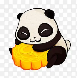 中秋节熊猫抱月饼元素
