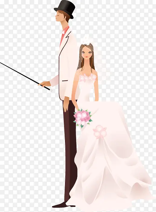 新郎新娘婚纱照矢量素材