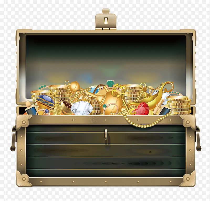 打开的宝箱金银珠宝png