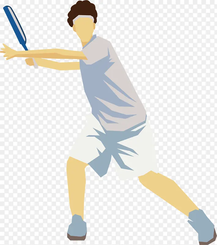 打网球卡通运动男人