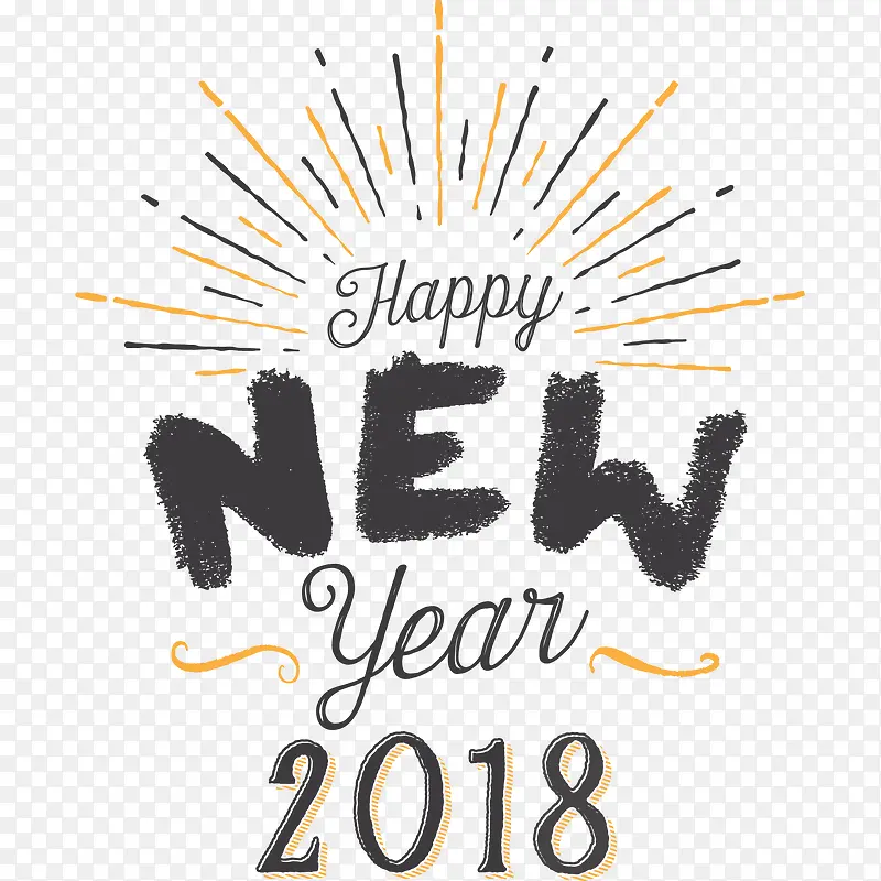 卡通涂鸦新年快乐2018标题