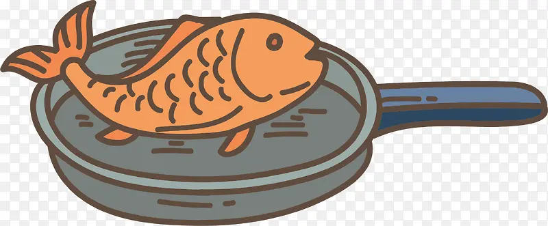 铁板烤鱼矢量卡通风格