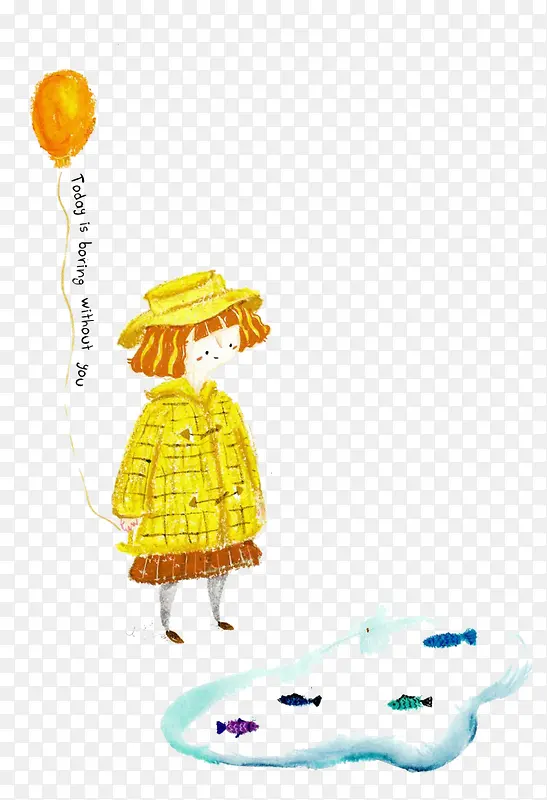 卡通小女孩与气球