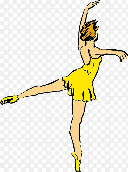 穿黄色裙子的芭蕾舞演员矢量