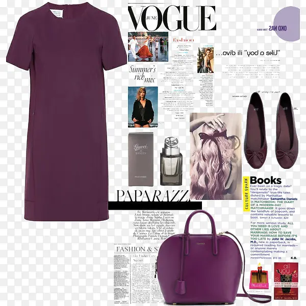 紫色连衣裙和包包