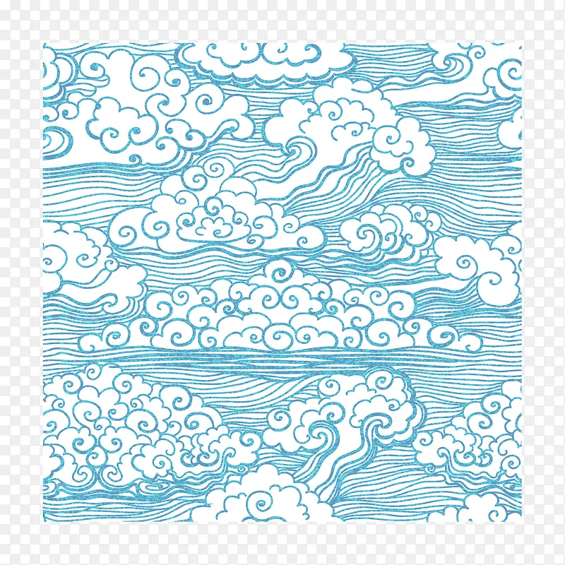 海浪蓝色如意云纹