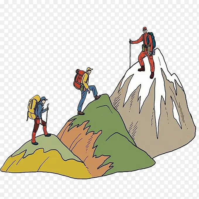 手绘爬山