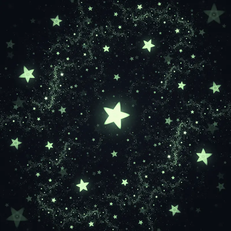 黑夜荧光星星卡通海报背景