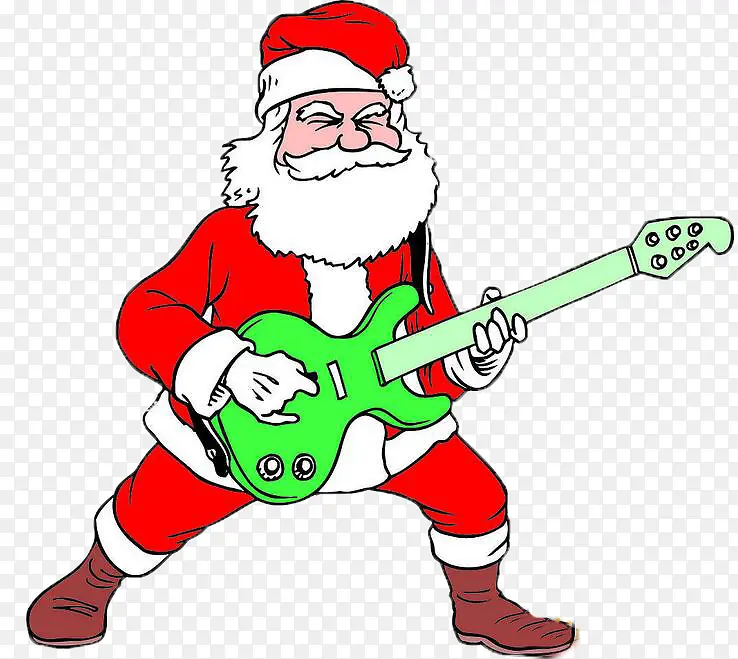玩电吉他的圣诞老人