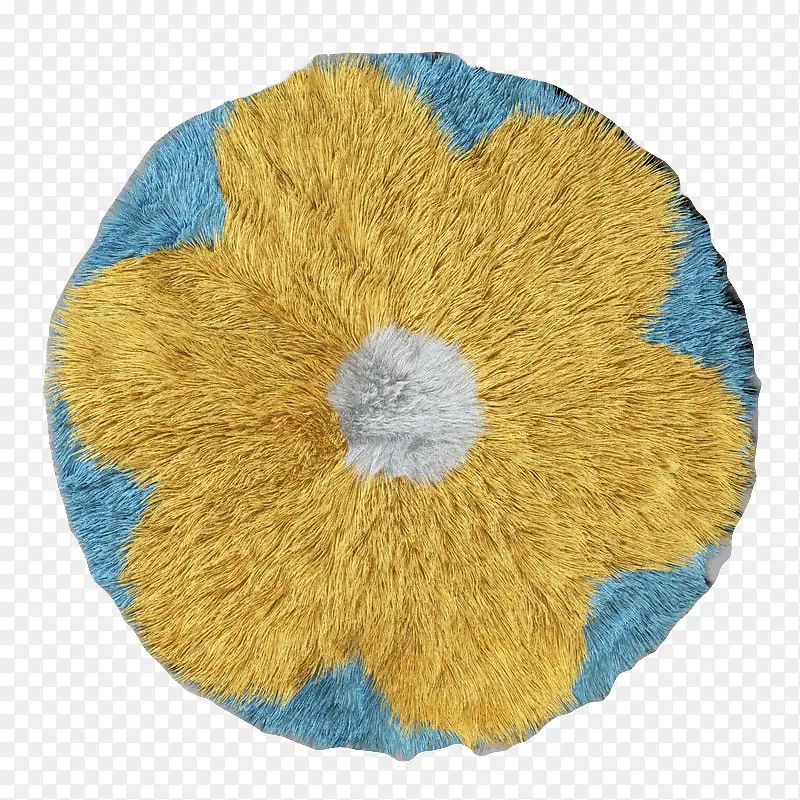黄色花朵花纹圆形地毯