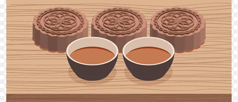矢量手绘扁平月饼