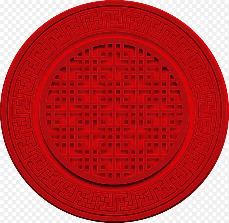 红色中国风圆形门楣