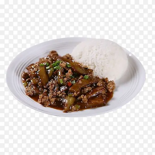 鱼香茄子烧肉丝饭