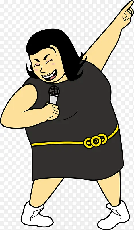 卡通开心唱歌胖女人
