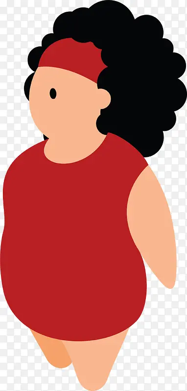 红衣卡通微胖女人