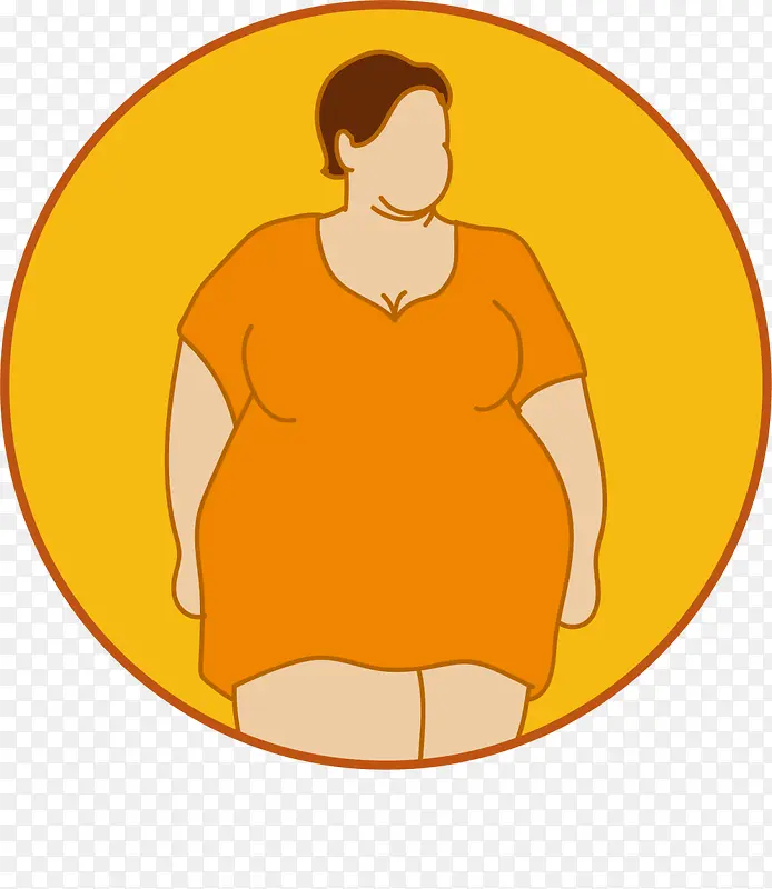胖女人扁平黄色标签