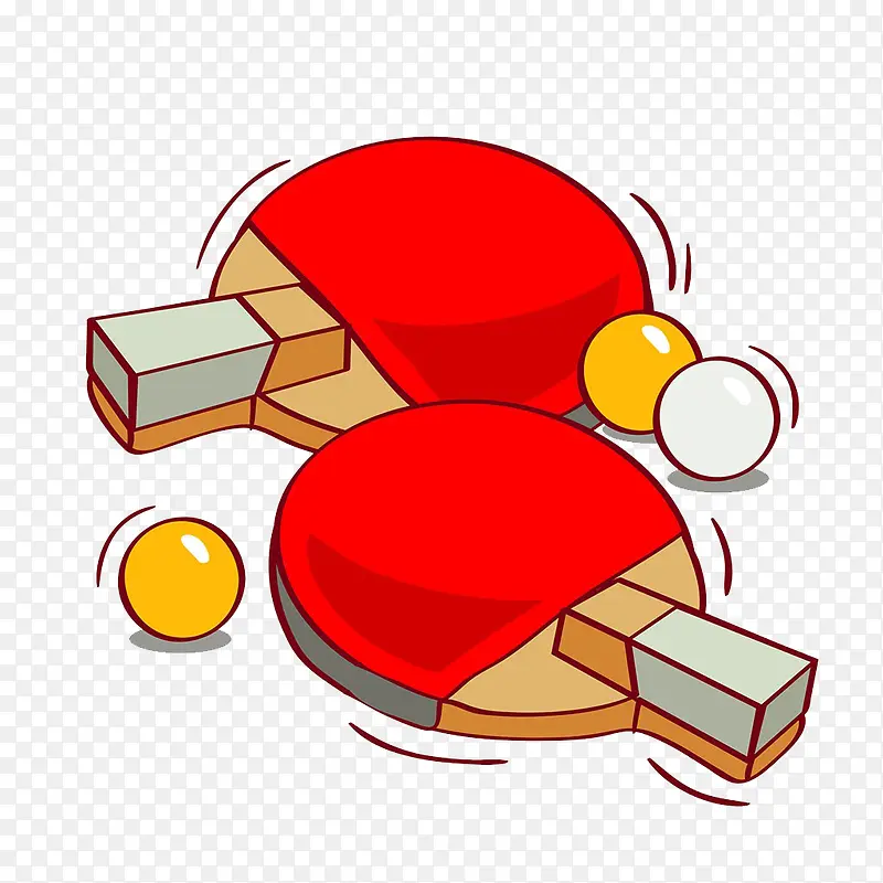 乒乓球和乒乓球拍插画