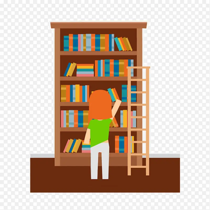 卡通图书馆的女孩PNG图片素材下载_图片编号8499560-PNG素材网