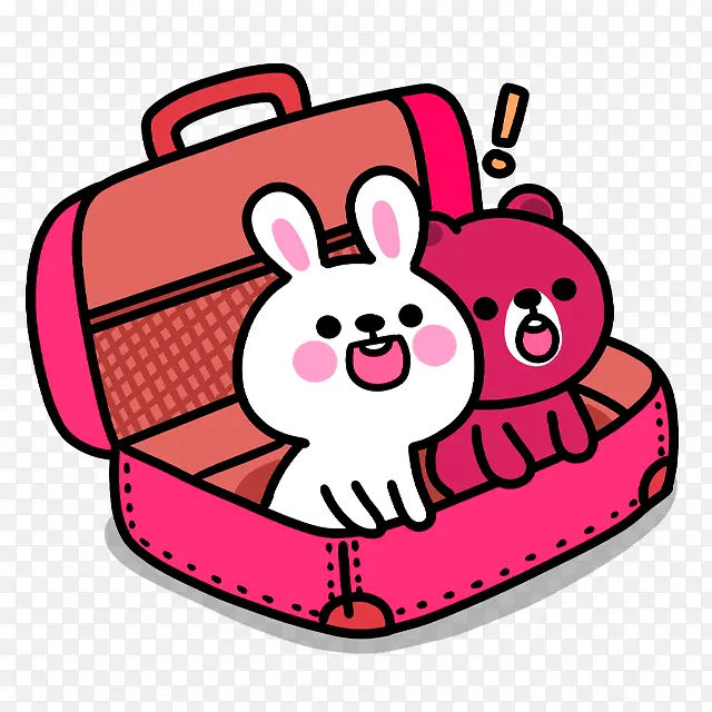 红色卡通行李箱宠物装饰图案