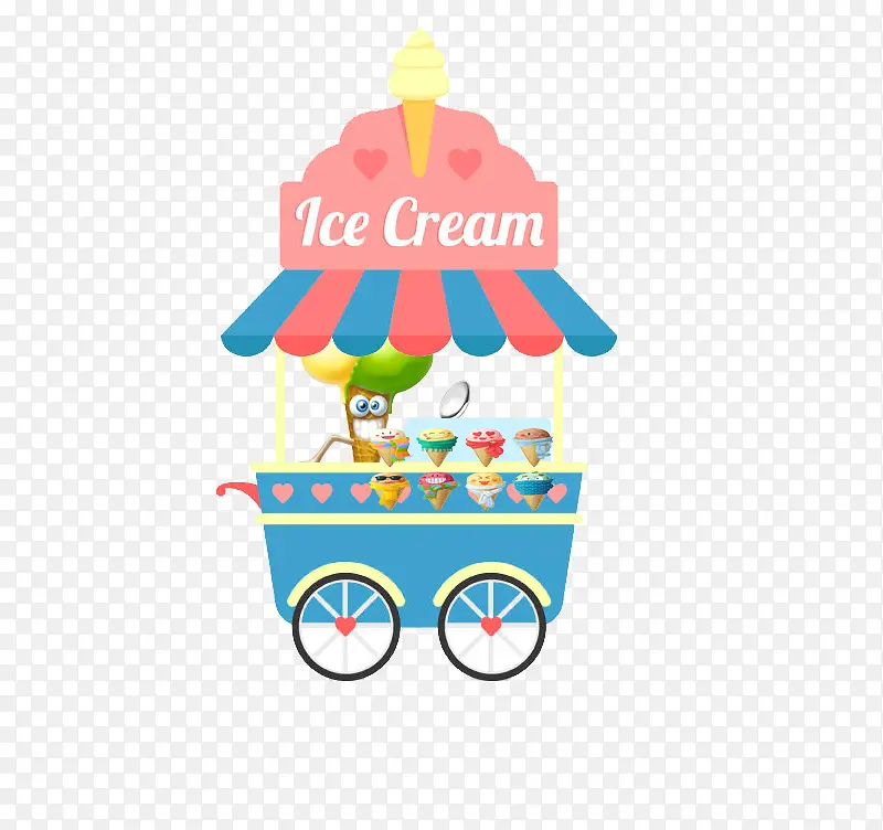 卡通冰淇淋车装饰免扣素材