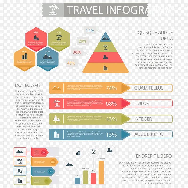 矢量旅游信息与不同的图表