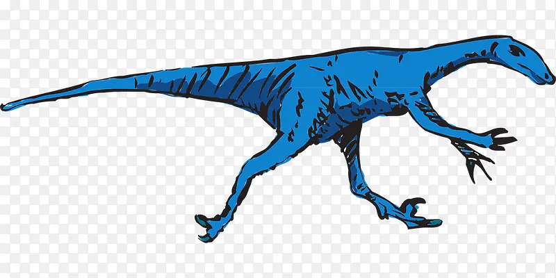 抽象艺术蓝色恐龙惊恐
