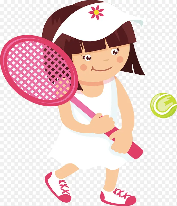 可爱打网球的小女孩