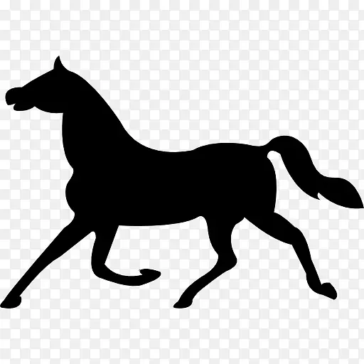马的小跑黑边的轮廓图标