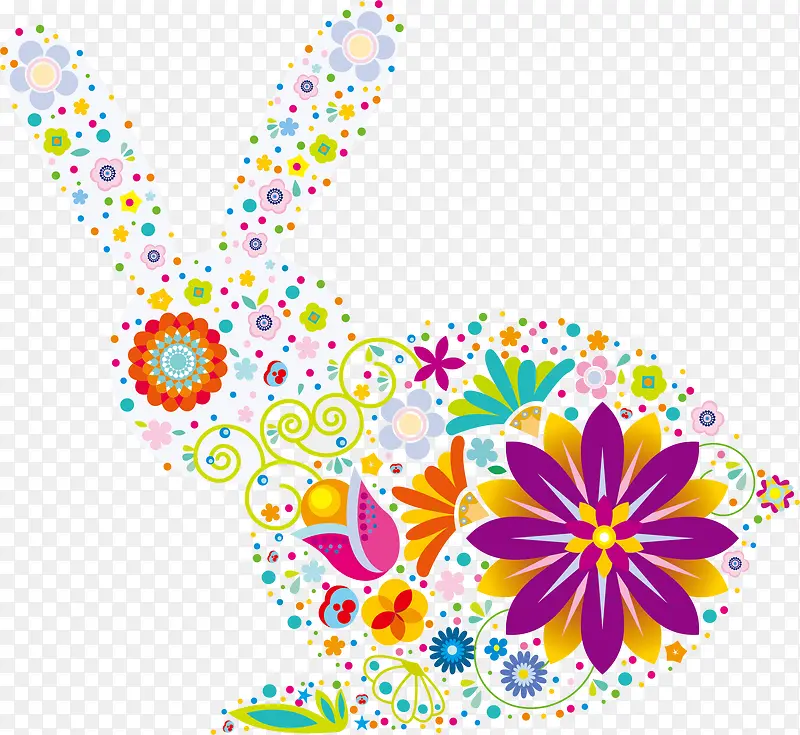 可爱花朵填充兔子