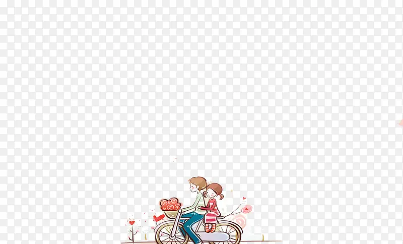 唯美浪漫骑自行车卡通情侣