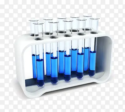 十支装着蓝色液体的试验管