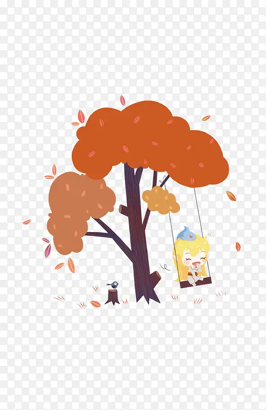 卡通涂鸦秋天植物树木