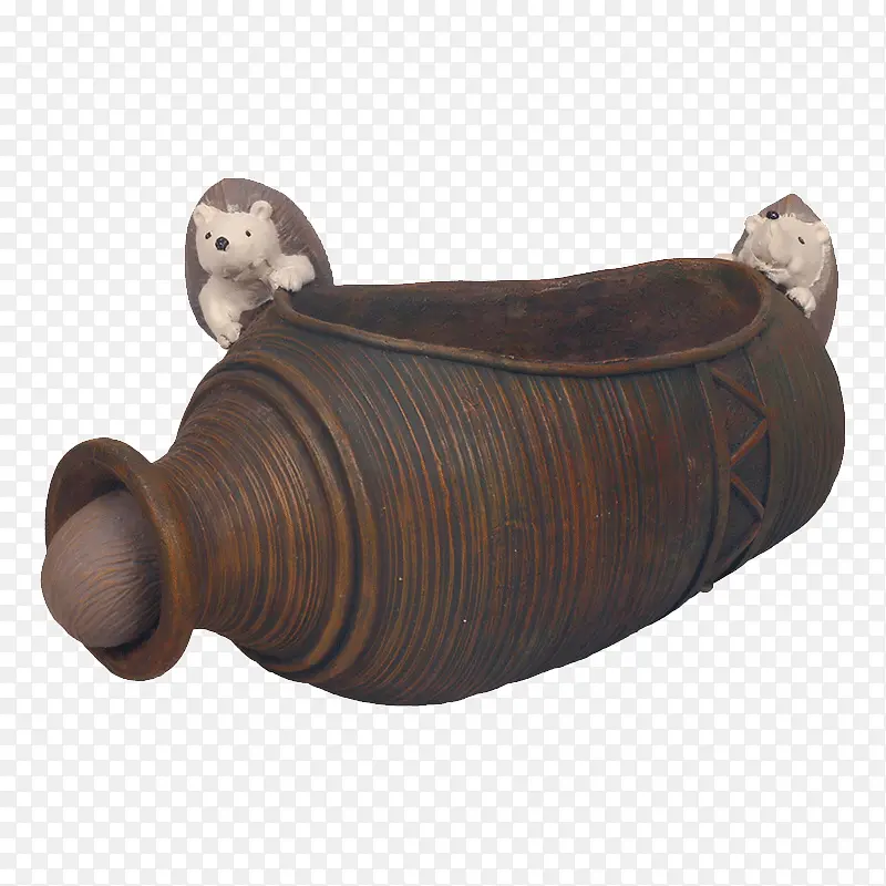 中世纪红陶罐盆景