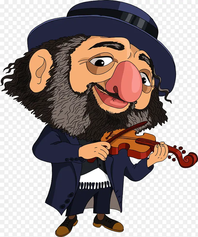 拉小提琴的矢量卡通犹太人
